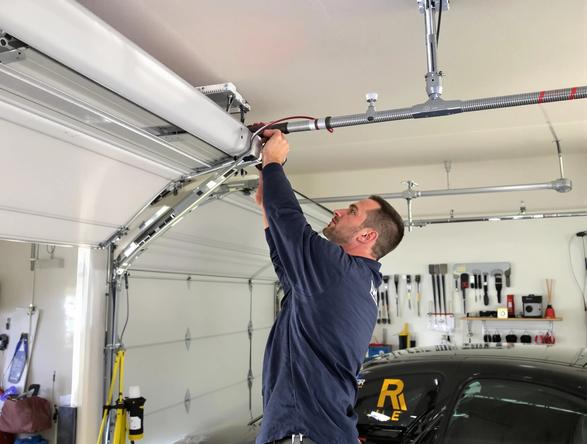 Sandy Garage Door Repair technician performing garage door cable repair in Sandy